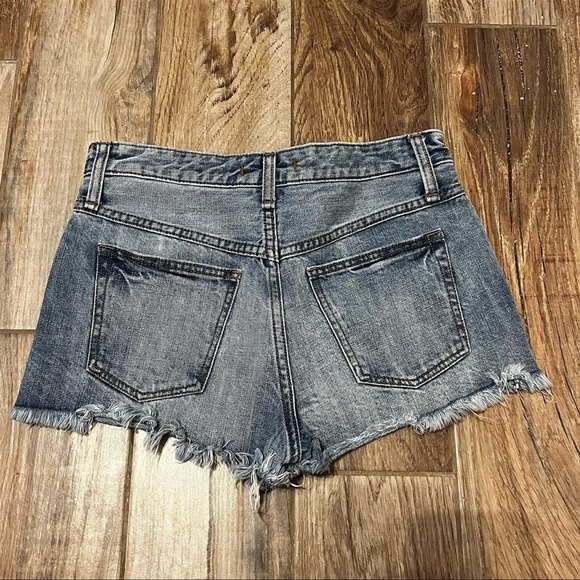 Free People Rock Denim Uptown Camp Blue Mid Rise Cut Off Jean Shorts - Picture 3 of 3